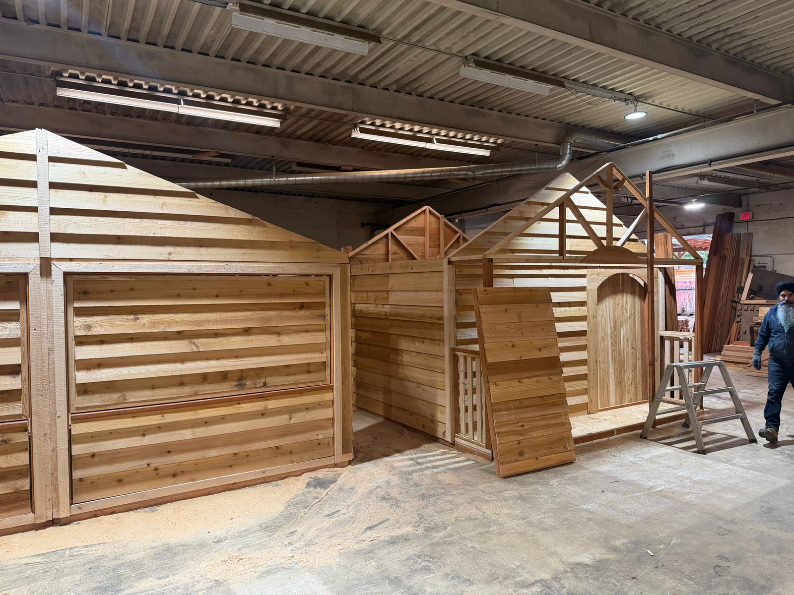 Cedar market hut frame under construction