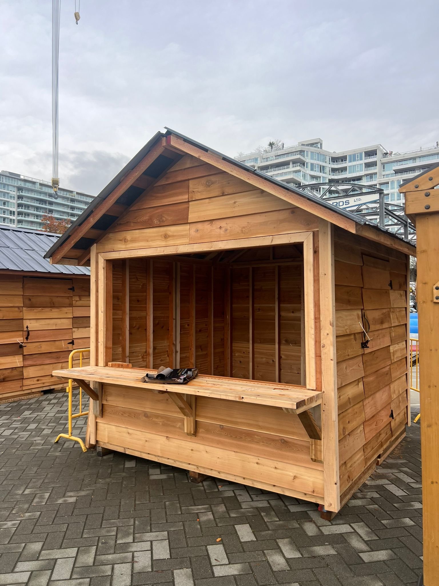 Finished cedar vendor hut on the waterfront