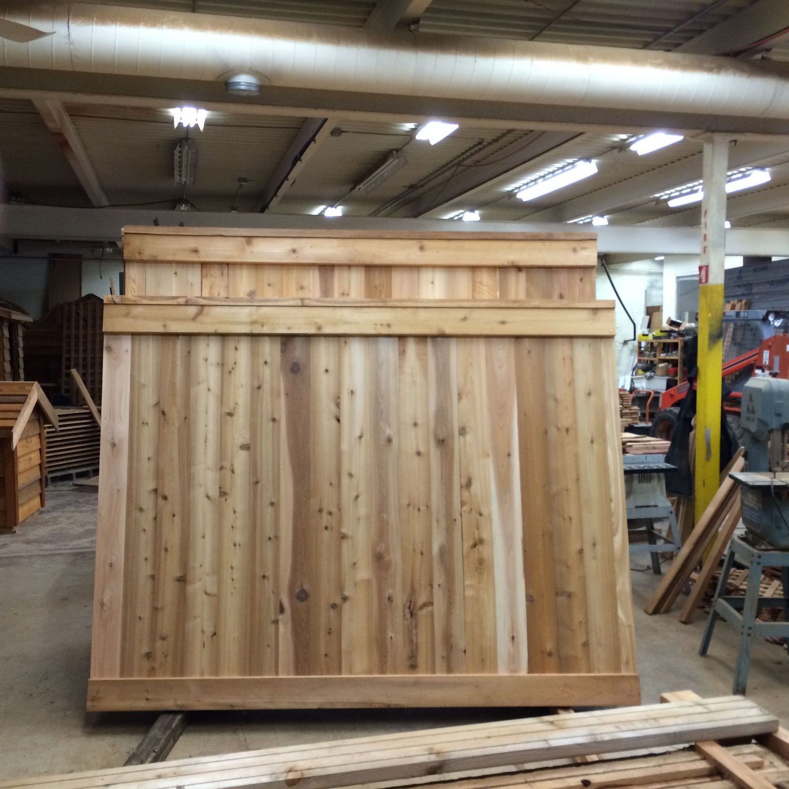 Large cedar outbuilding assembly in the shop