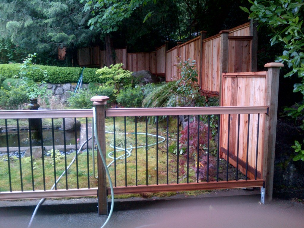 Cedar railing showing grain and finish