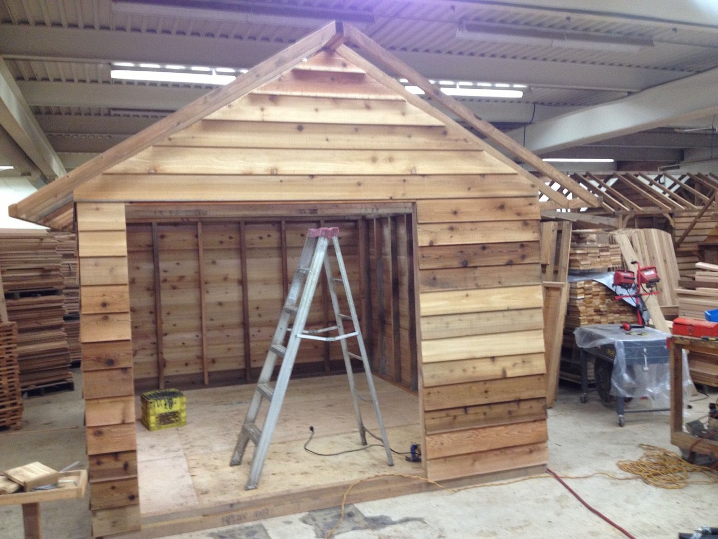 Cedar shed panel in the Timberland yard
