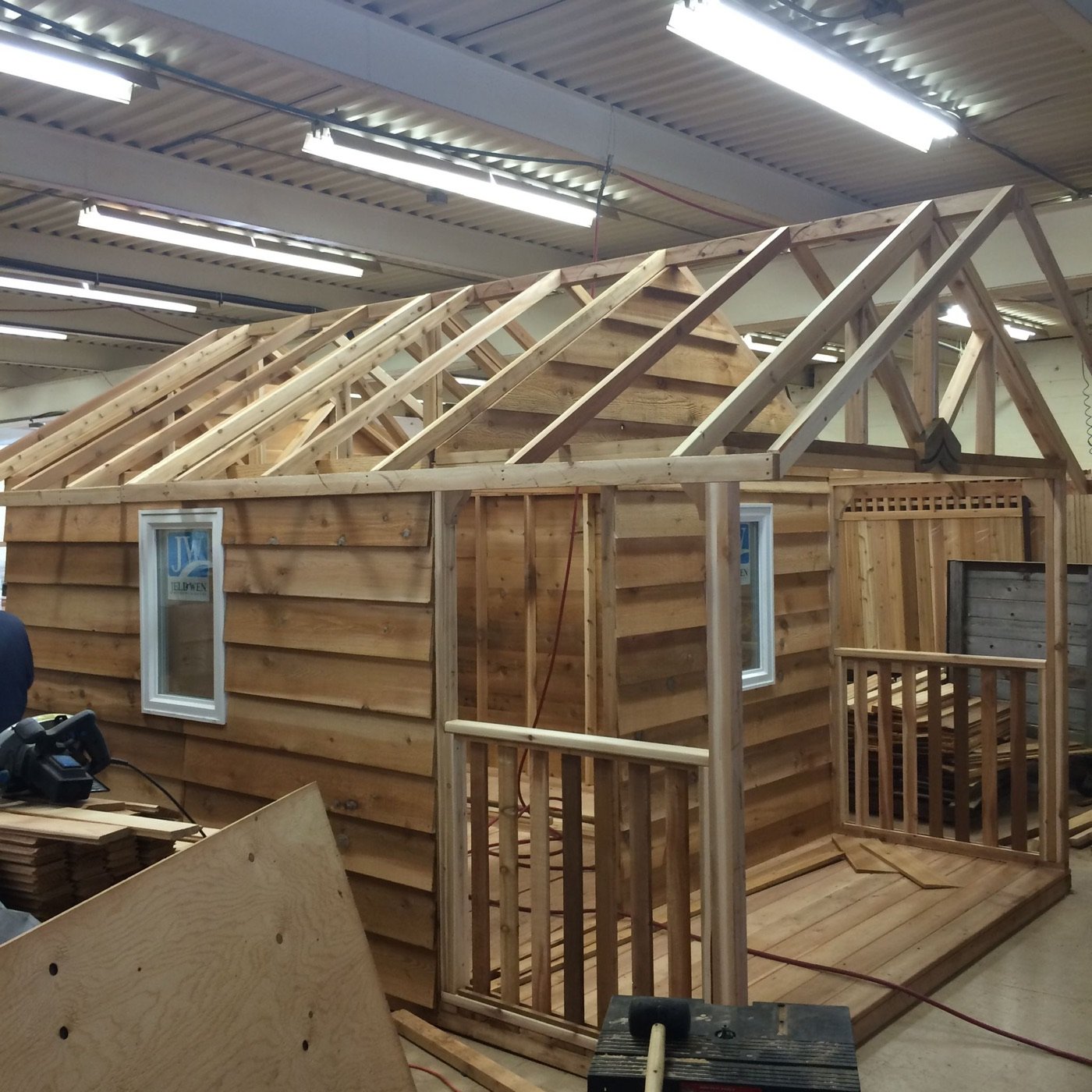 Custom cedar shed built in the Timberland shop