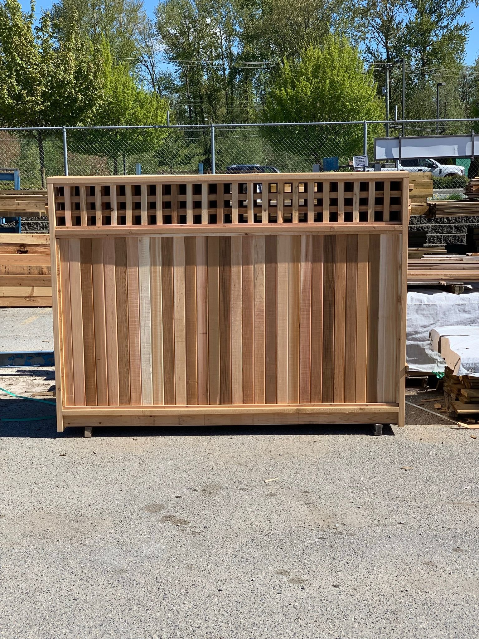 Cedar fence panel ready for export, lattice top