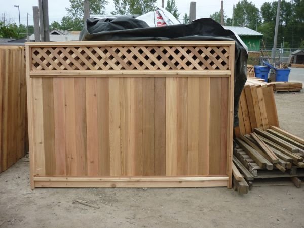 Cedar fence panel with lattice top, Timberland Cedar Langley